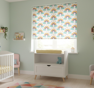 Rolgordijn kinderkamer kleurrijke regenbogen met wolken - TenStickers