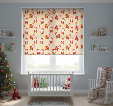 Rolgordijn kinderkamer lachende kerstman en cadeaus - TenStickers