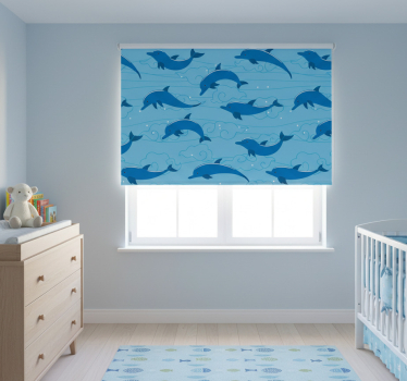 Rolgordijn kinderkamer lucht met wolken en dolfijnen - TenStickers