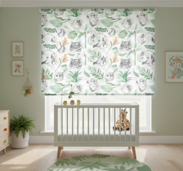 Rolgordijn kinderkamer met aquarel tropische dieren en planten - TenStickers