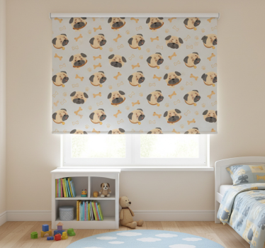 Rolgordijn kinderkamer met britse bulldog puppies patroon - TenStickers