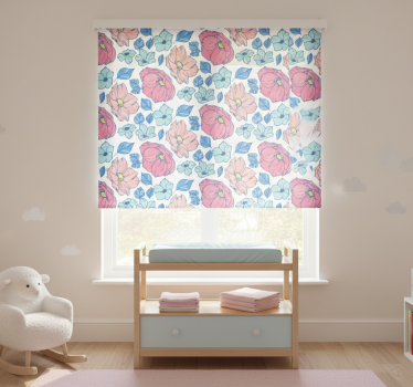 Rolgordijn kinderkamer met delicate roze en blauwe bloemen - TenStickers