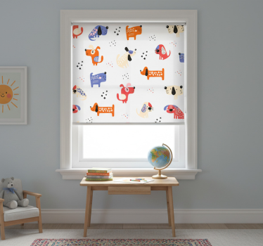 Rolgordijn kinderkamer met geïllustreerde honden - TenStickers