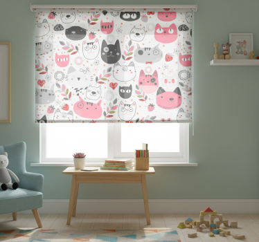 Rolgordijn kinderkamer met geïllustreerde katten - TenStickers