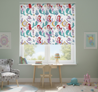 Rolgordijn kinderkamer met glimlachende ariel - TenStickers