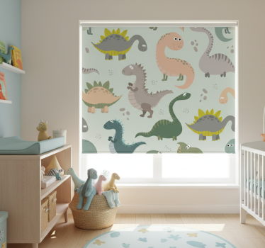 Rolgordijn kinderkamer met lachende dinosaurussen - TenStickers