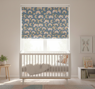 Rolgordijn kinderkamer met lentebloemen en regenboog - TenStickers