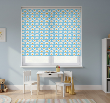Rolgordijn kinderkamer met madeliefjes op lichtblauw - TenStickers