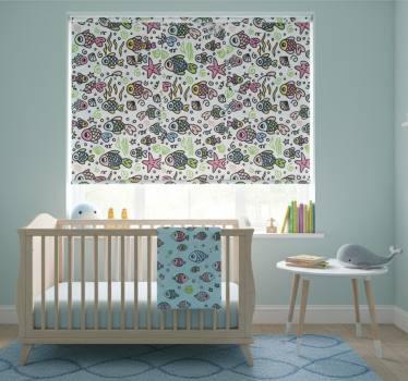 Rolgordijn kinderkamer met multicolor vissen patroon - TenStickers
