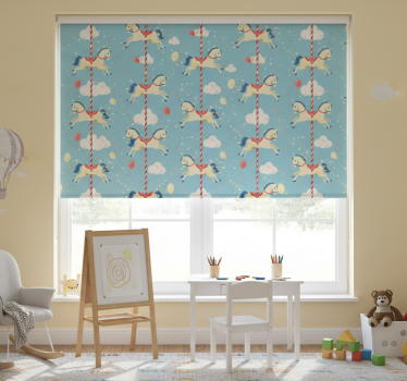 Rolgordijn kinderkamer met paardenrit patroon - TenStickers