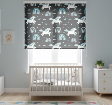 Rolgordijn kinderkamer naadloos paarden donker patroon - TenStickers