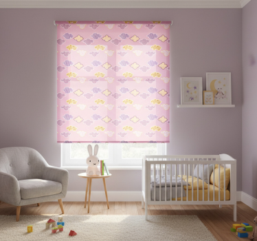 Rolgordijn kinderkamer ontwerp met roze wolken - TenStickers