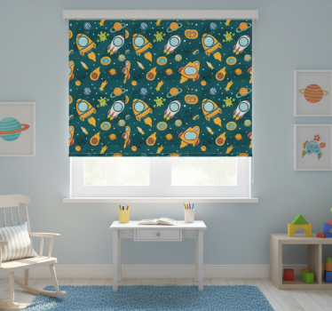 Rolgordijn kinderkamer nieuwe planeet met grappige aliens - TenStickers