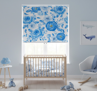 Rolgordijn kinderkamer nordic stijl blauwe klokken bloemen - TenStickers