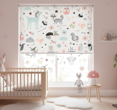 Rolgordijn kinderkamer nordic stijl roze bos - TenStickers