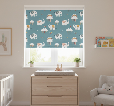Rolgordijn kinderkamer olifant in de regen - TenStickers