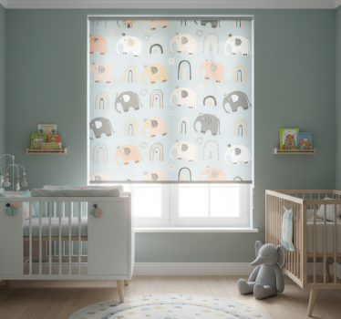 Rolgordijn kinderkamer olifant regenboogmotieven - TenStickers