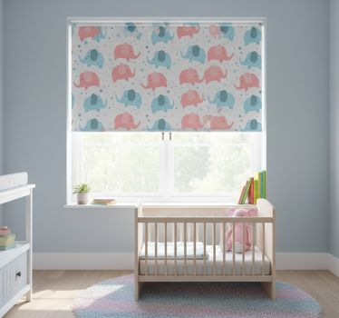 Rolgordijn kinderkamer olifant roze en blauw - TenStickers