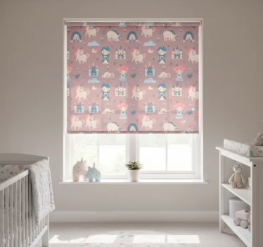 Rolgordijn kinderkamer pastel eenhoorns en prinses - TenStickers