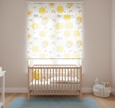 Rolgordijn kinderkamer pastelgekleurde regenbogen en wolken - TenStickers