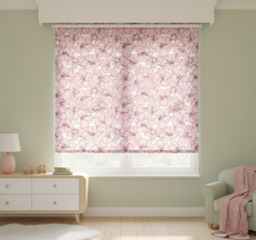 Rolgordijn kinderkamer patroon roze hibiscus bloemen - TenStickers