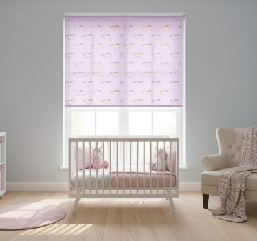 Rolgordijn kinderkamer patroon zoete eenhoorns in pastelroze - TenStickers