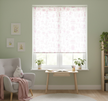 Rolgordijn kinderkamer pink moomin full - TenStickers