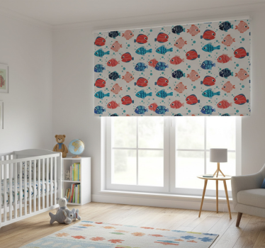 Rolgordijn kinderkamer roze en blauwe vissen - TenStickers