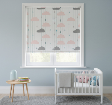Rolgordijn kinderkamer roze en grijze wolken - TenStickers