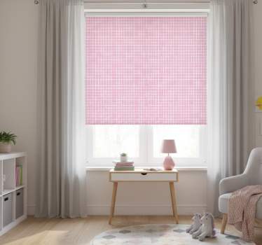 Rolgordijn kinderkamer roze en witte lijnen - TenStickers