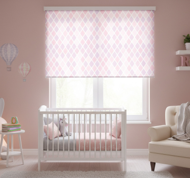 Rolgordijn kinderkamer roze en witte ruiten design - TenStickers