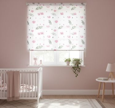 Rolgordijn kinderkamer roze minimalistische bloemetjes - TenStickers