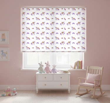 Rolgordijn kinderkamer roze pastel eenhoorns met vleugels - TenStickers