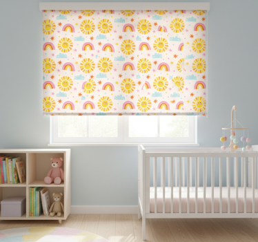 Rolgordijn kinderkamer roze regenboogpatroon - TenStickers