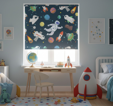 Rolgordijn kinderkamer ruimte-avontuur - TenStickers