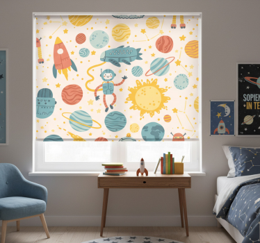 Rolgordijn kinderkamer ruimte avontuur scène - TenStickers