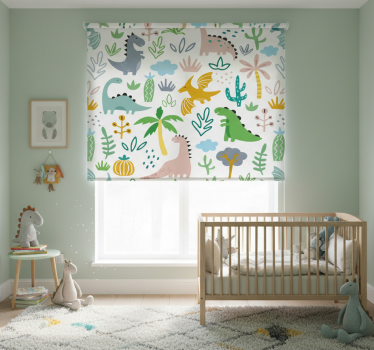 Rolgordijn kinderkamer scandinavisch dinosauruspatroon - TenStickers