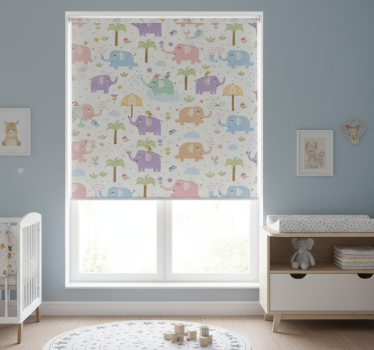 Rolgordijn kinderkamer schattig olifantenpatroon - TenStickers