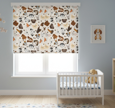 Rolgordijn kinderkamer schattig puppy en hond patroon - TenStickers