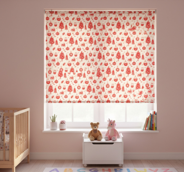 Rolgordijn kinderkamer schattig rood en roze kerstpatroon - TenStickers
