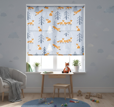 Rolgordijn kinderkamer schattig vos winterbos patroon - TenStickers