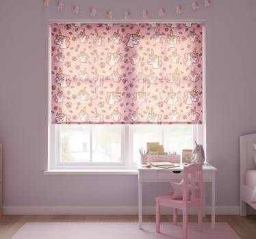 Rolgordijn kinderkamer schattige bloemen eenhoorn - TenStickers