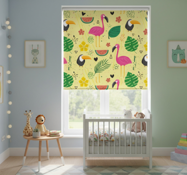 Rolgordijn kinderkamer schattige dieren met planten - TenStickers