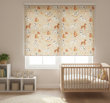 Rolgordijn kinderkamer schattige honden op beige - TenStickers