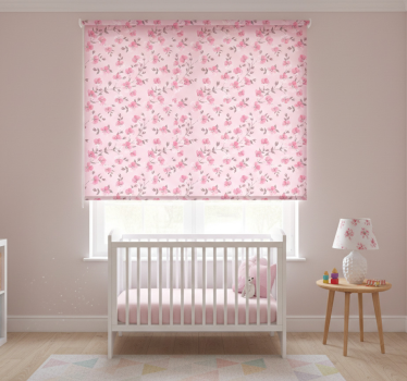 Rolgordijn kinderkamer schattige roze bloemen - TenStickers