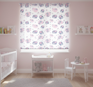 Rolgordijn kinderkamer schattige roze olifanten - TenStickers