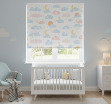 Rolgordijn kinderkamer schattige wolkenpatronen - TenStickers