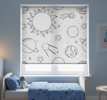 Rolgordijn kinderkamer space doodle - TenStickers