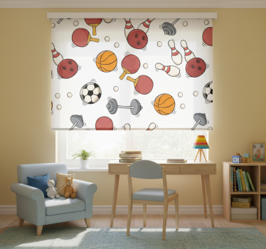 Rolgordijn kinderkamer sportuitrusting in doodle stijl - TenStickers