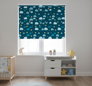 Rolgordijn kinderkamer sterrennacht met wolken - TenStickers